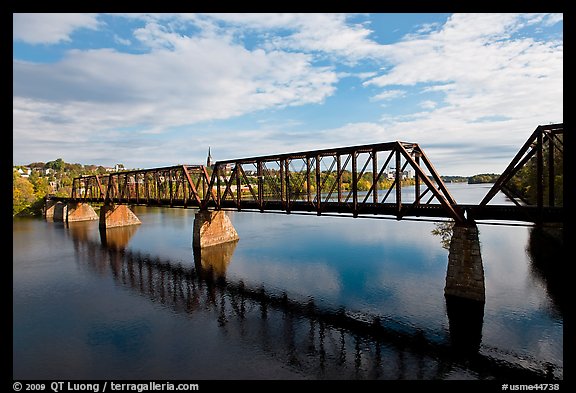 Photo Railroad Bridge Over Penobscot River Bangor Maine Usa