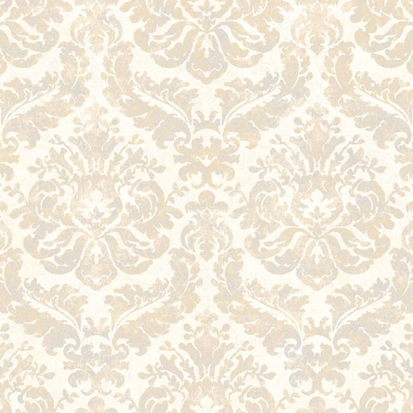 Grey and Tan Feathery Damask Wallpaper Wall Sticker Outlet