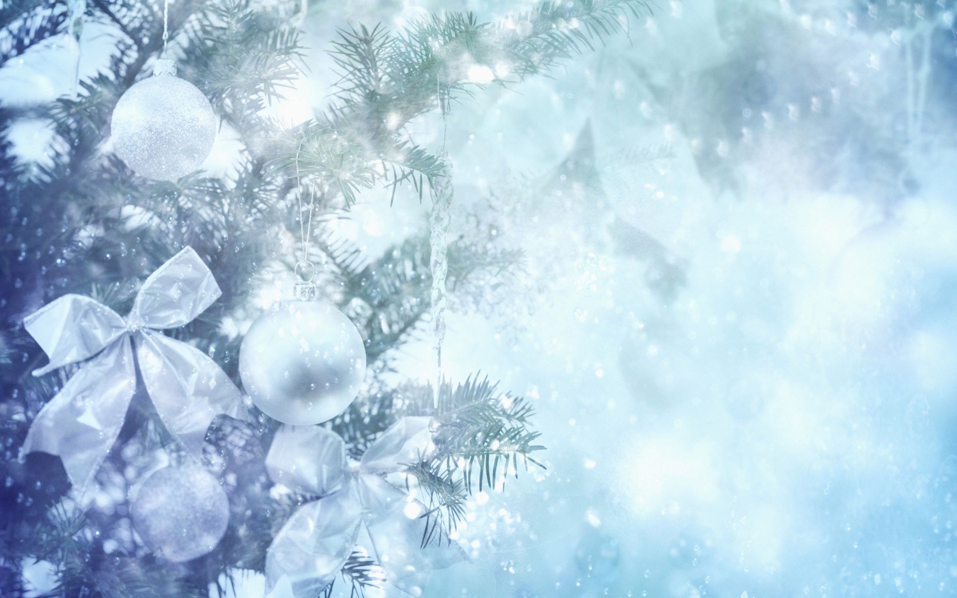 Christmas Ornaments Winter Background White Holiday Wallpaper