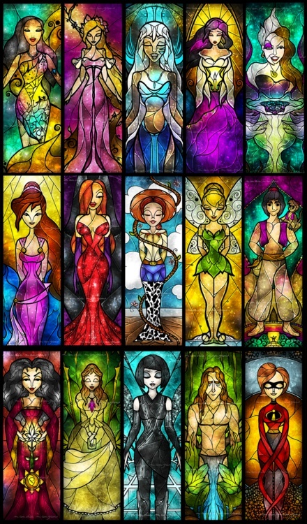 Stained Glass Disney Princesses In New Mediums And Characterizatio
