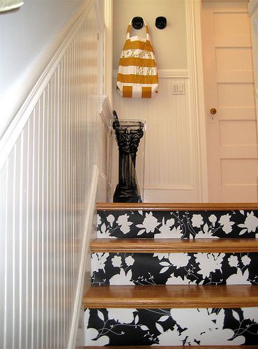 Wallpapered Stair Risers Fun Stairs