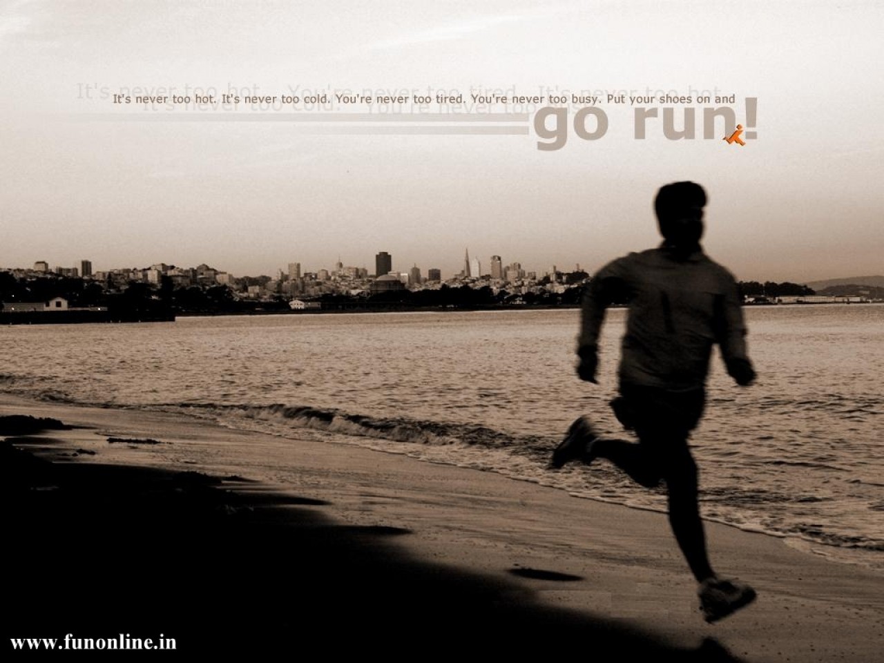 Running Motivational Quotes A guy running on seashore 1280x960