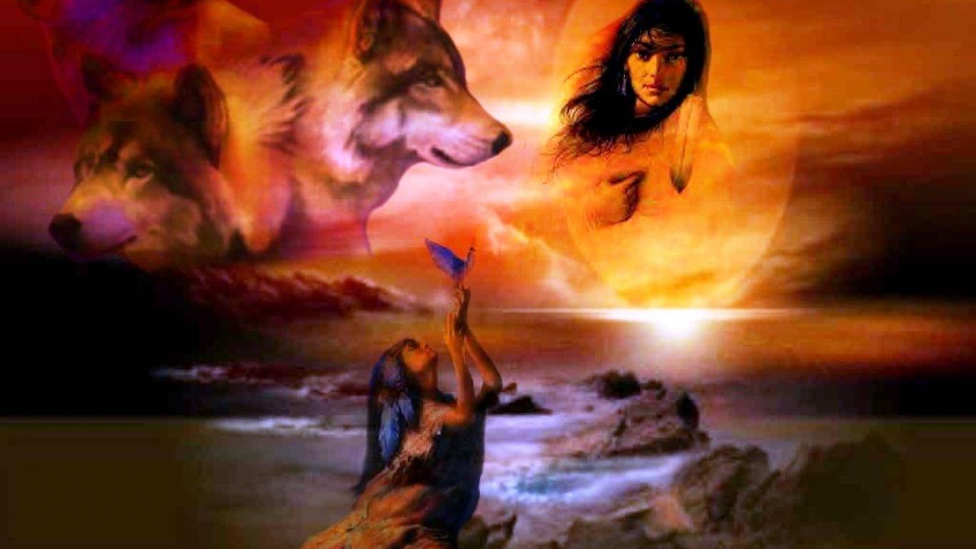 Indian And Wolf Wallpaper HD