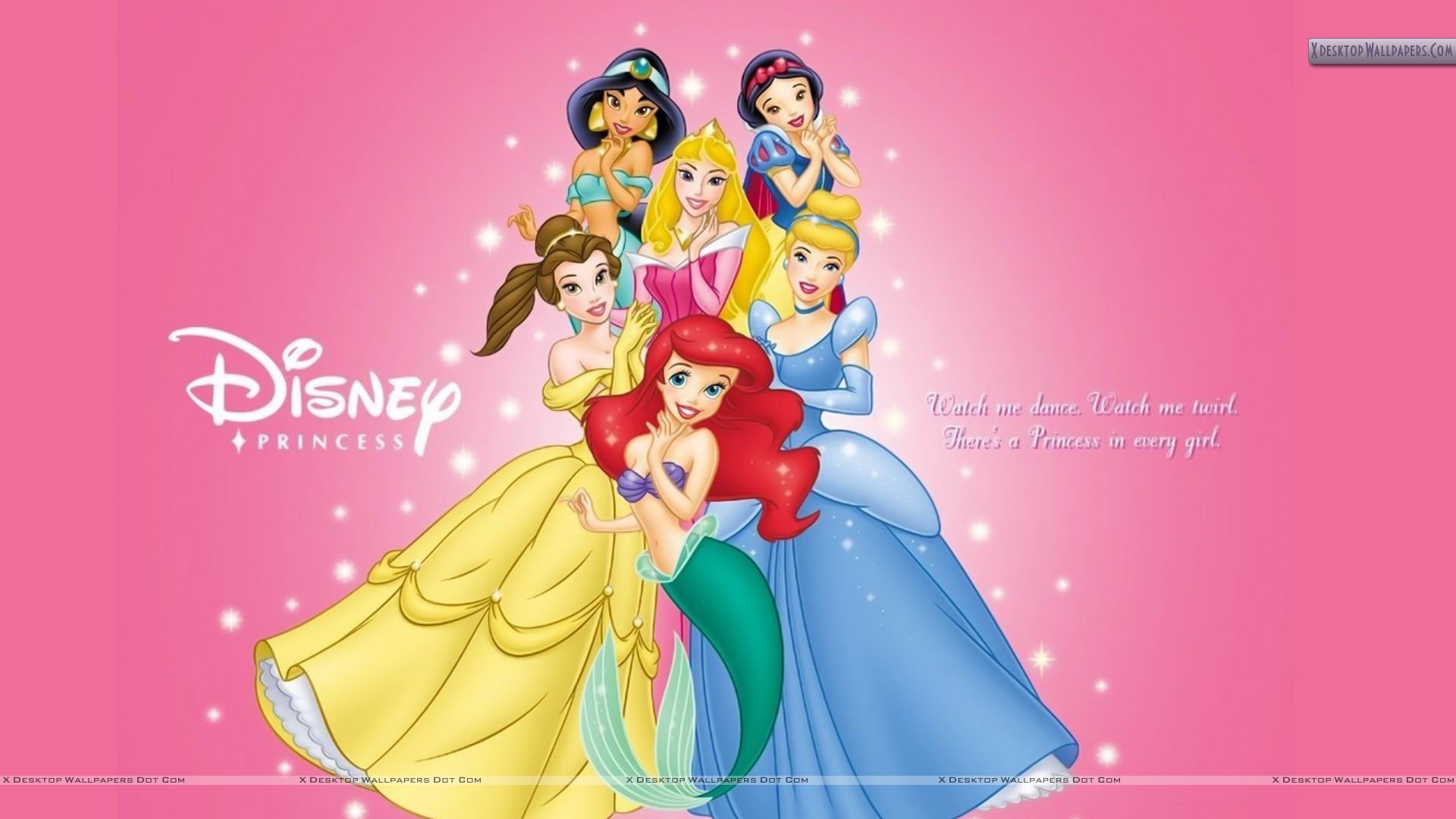 Disney Princess On Pink Background Wallpaper