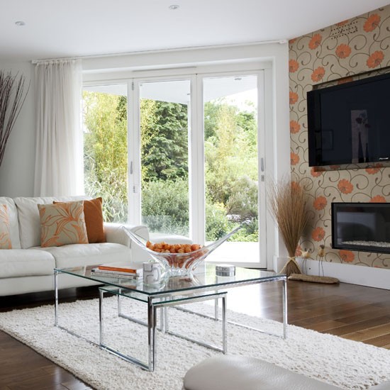Showing Gallery For Orange Wallpaper for Living Room