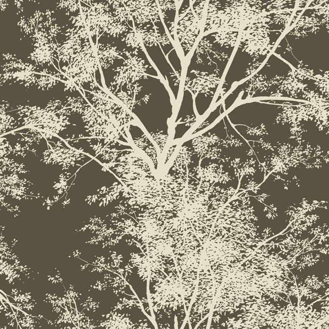 Brown Cream Ap7505 Tree Silhouette Wallpaper Contemporary