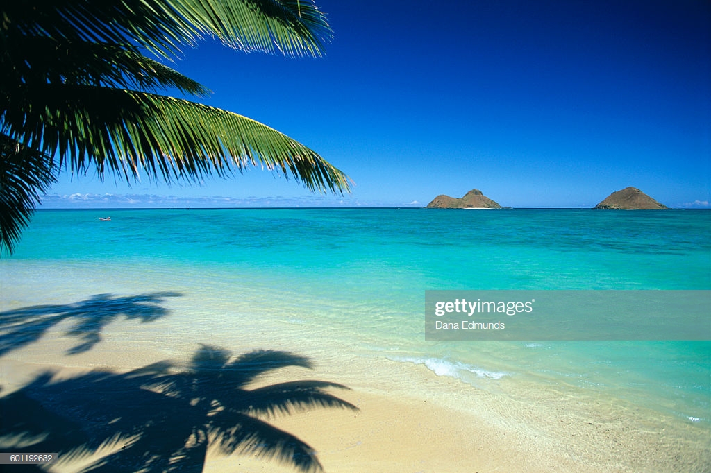 Hawaii Oahu Lanikai Beach With Calm Turquoise Water Mokulua