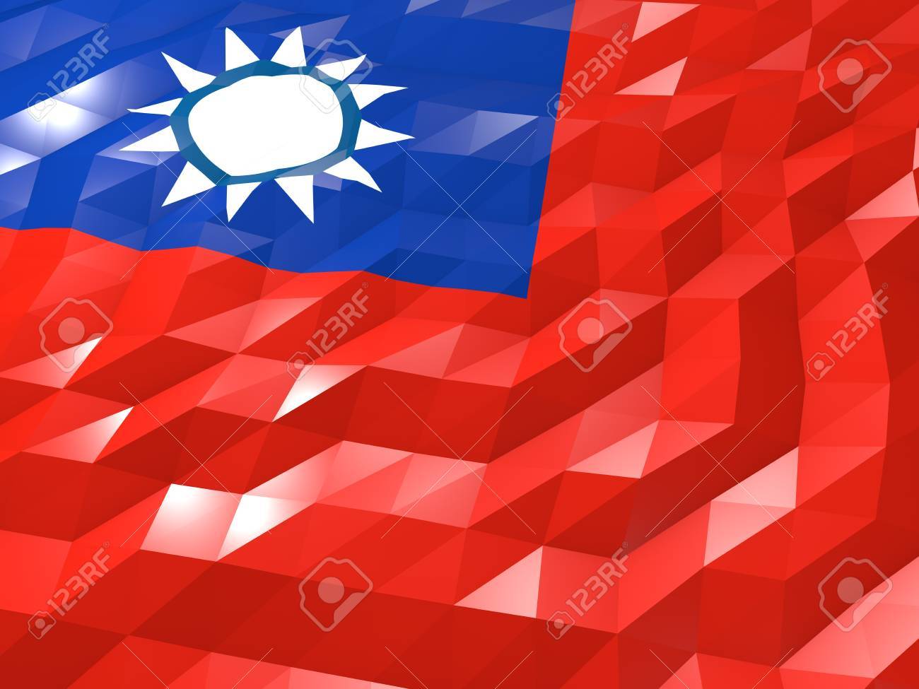 Flag Of Taiwan 3d Wallpaper Illustration National Symbol Low