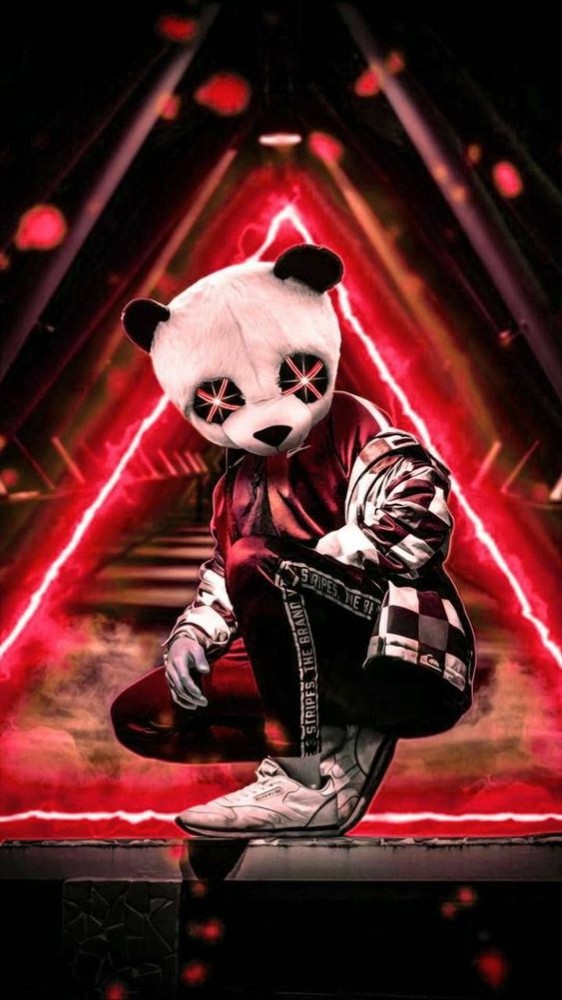 Create Meme Drawing Pandas Neon HD Wallpaper Panda Dj