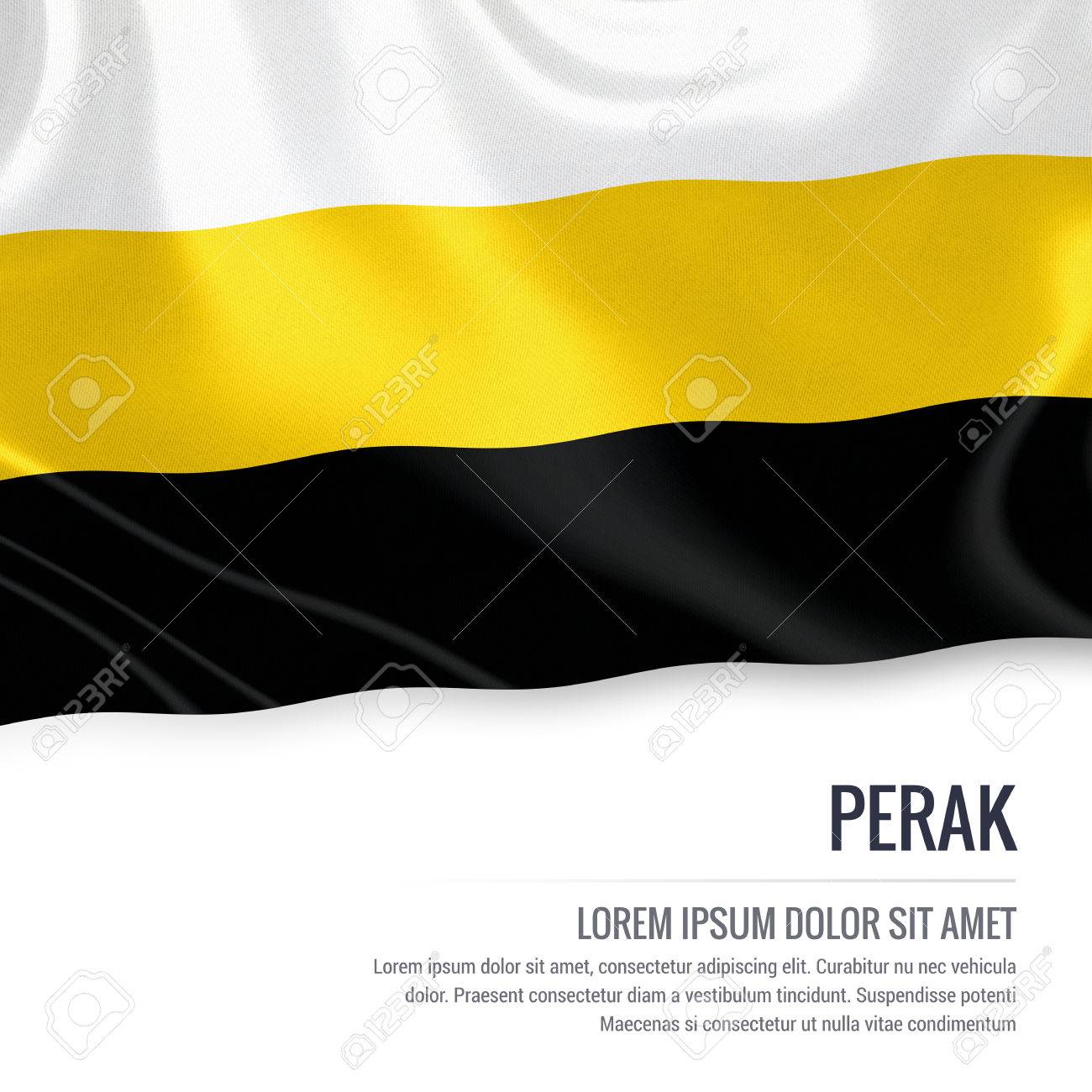Perak Flag Of Malaysian State Waving On An Isolated