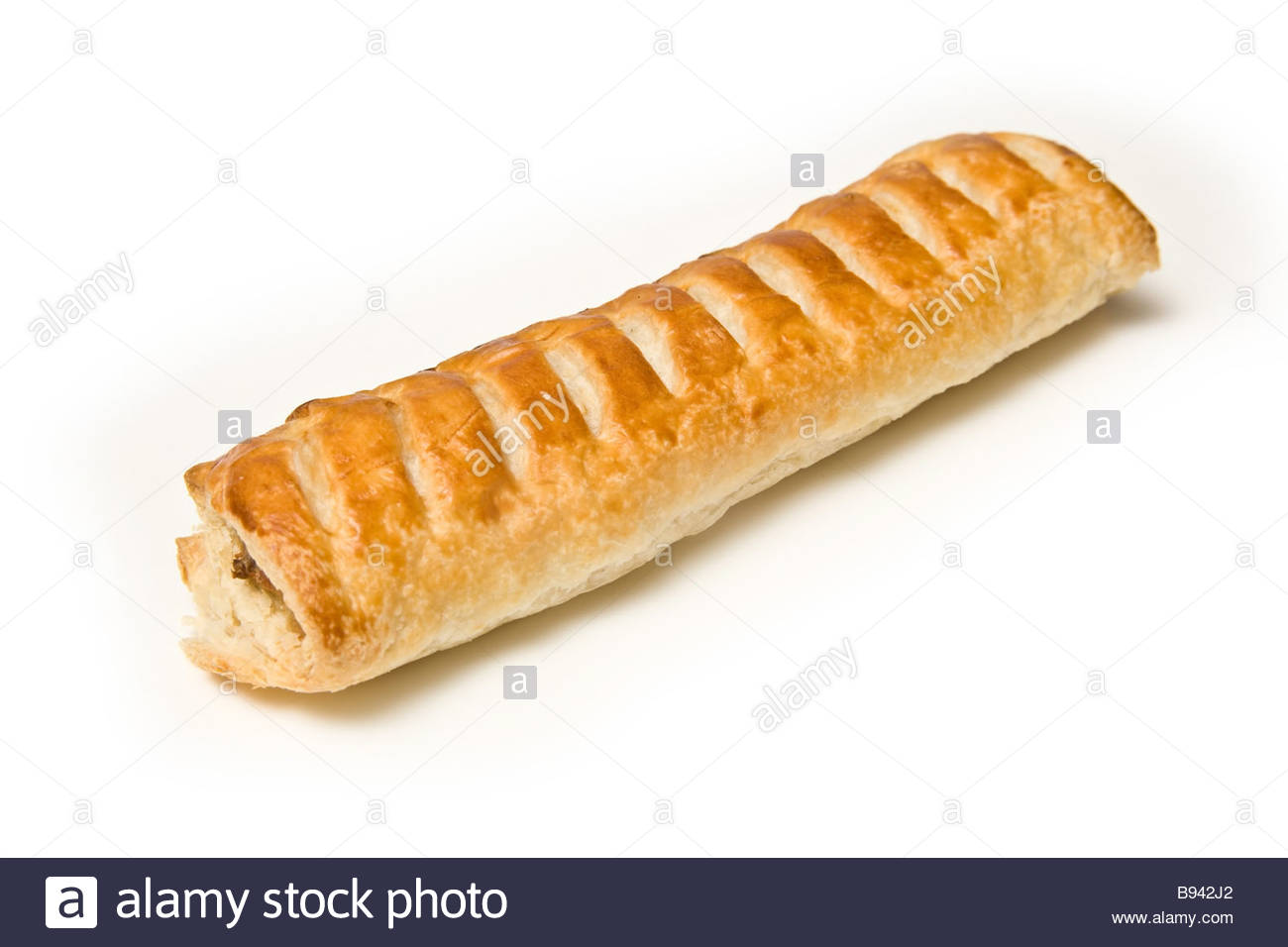 Jumbo Sausage Roll Isolated On A White Studio Background Stock
