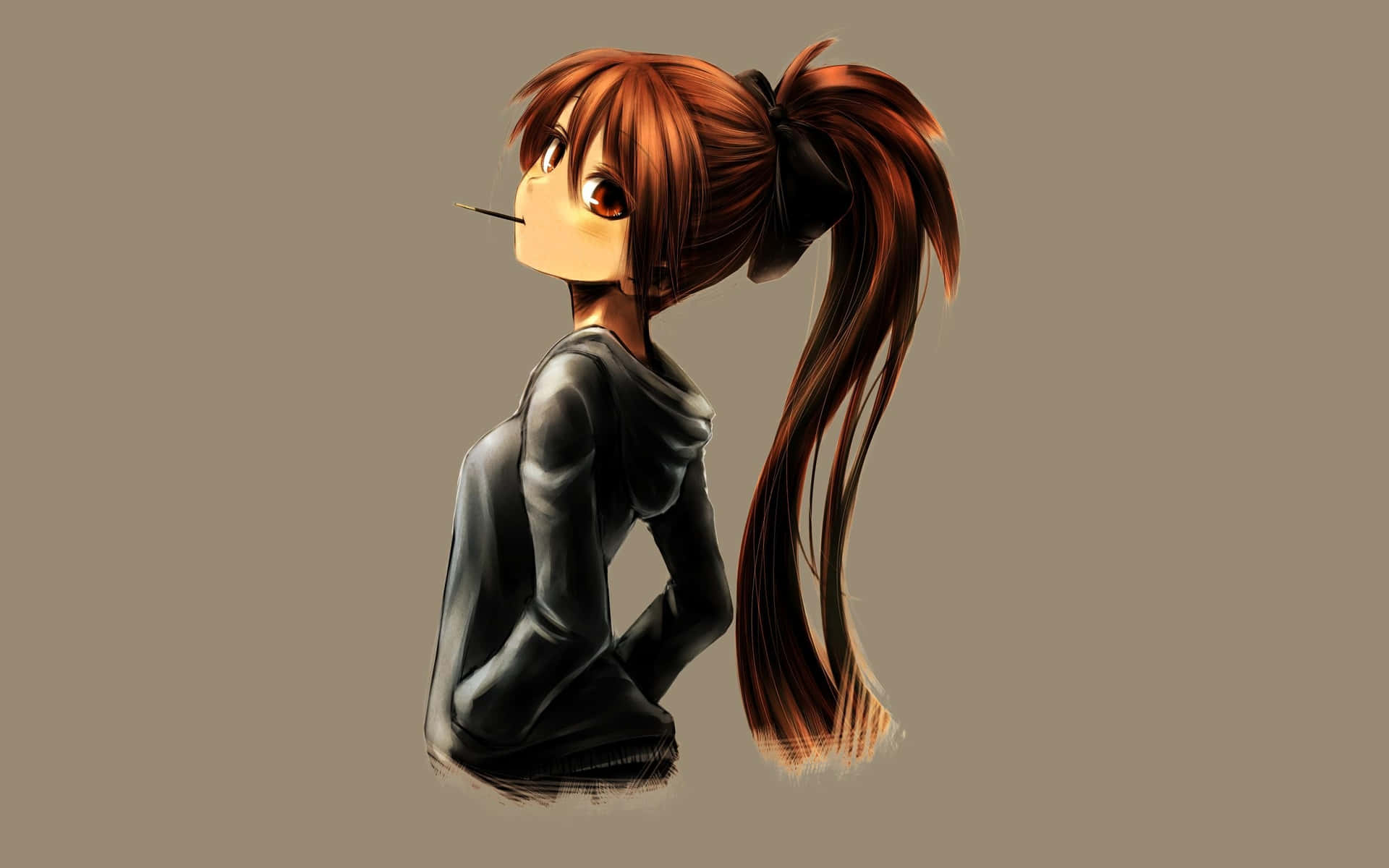 A Cute Anime Girl In Hoodie Wallpaper