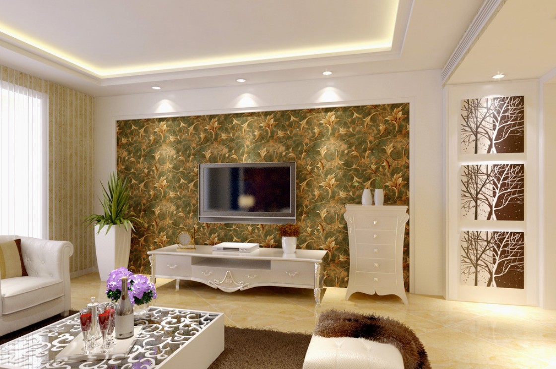 Elegant Floral Wallpaper In Living Room