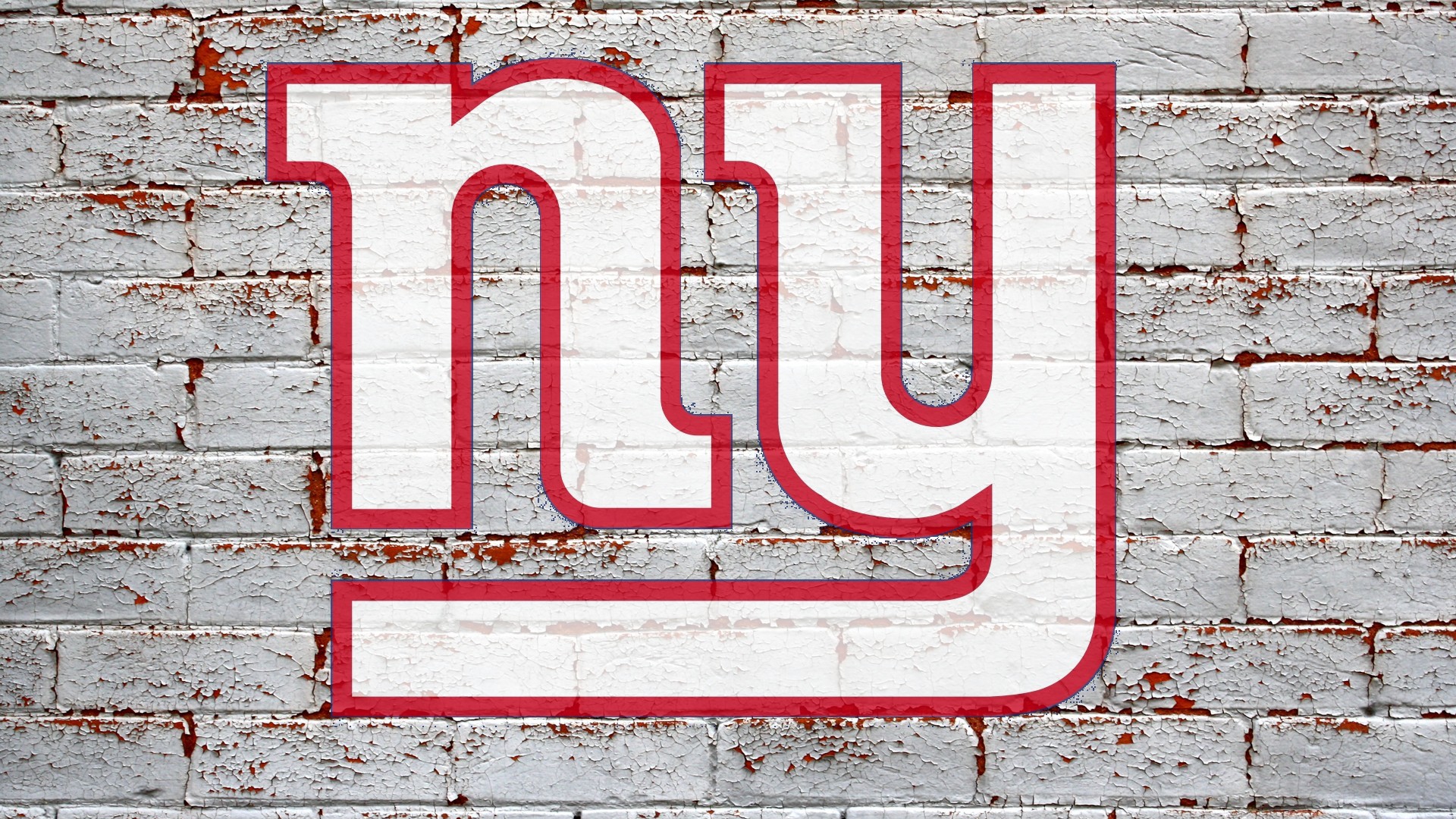 New York Giants Logo White Red On Grey Brick