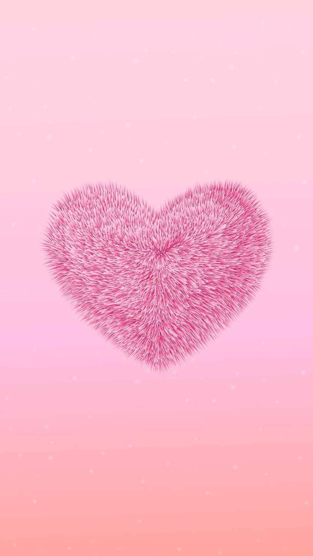 Aesthetic Pink iPhone Fluffy Heart Wallpaper
