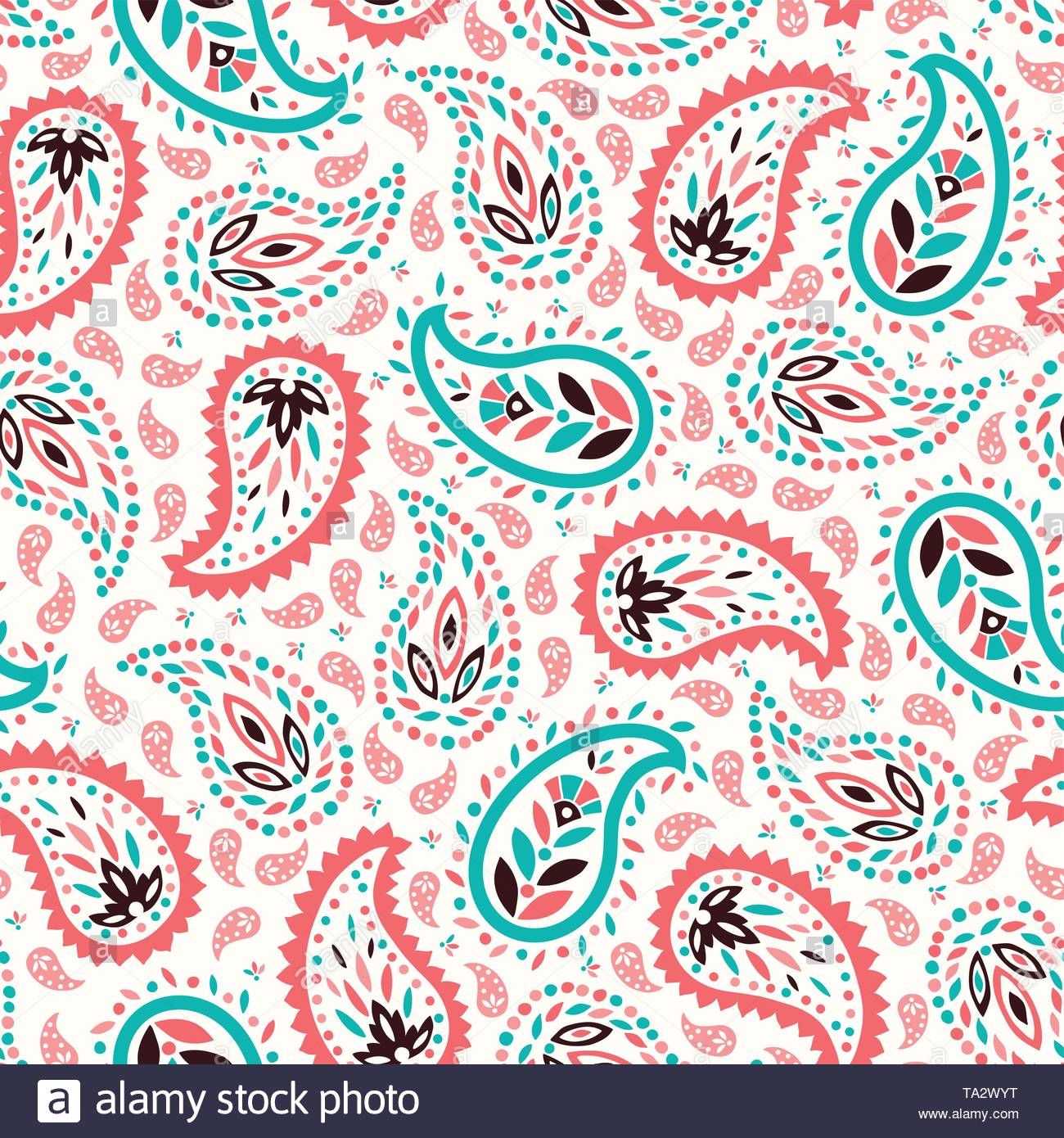Traditional Colorful Paisley Vector Seamless Pattern Whimsical