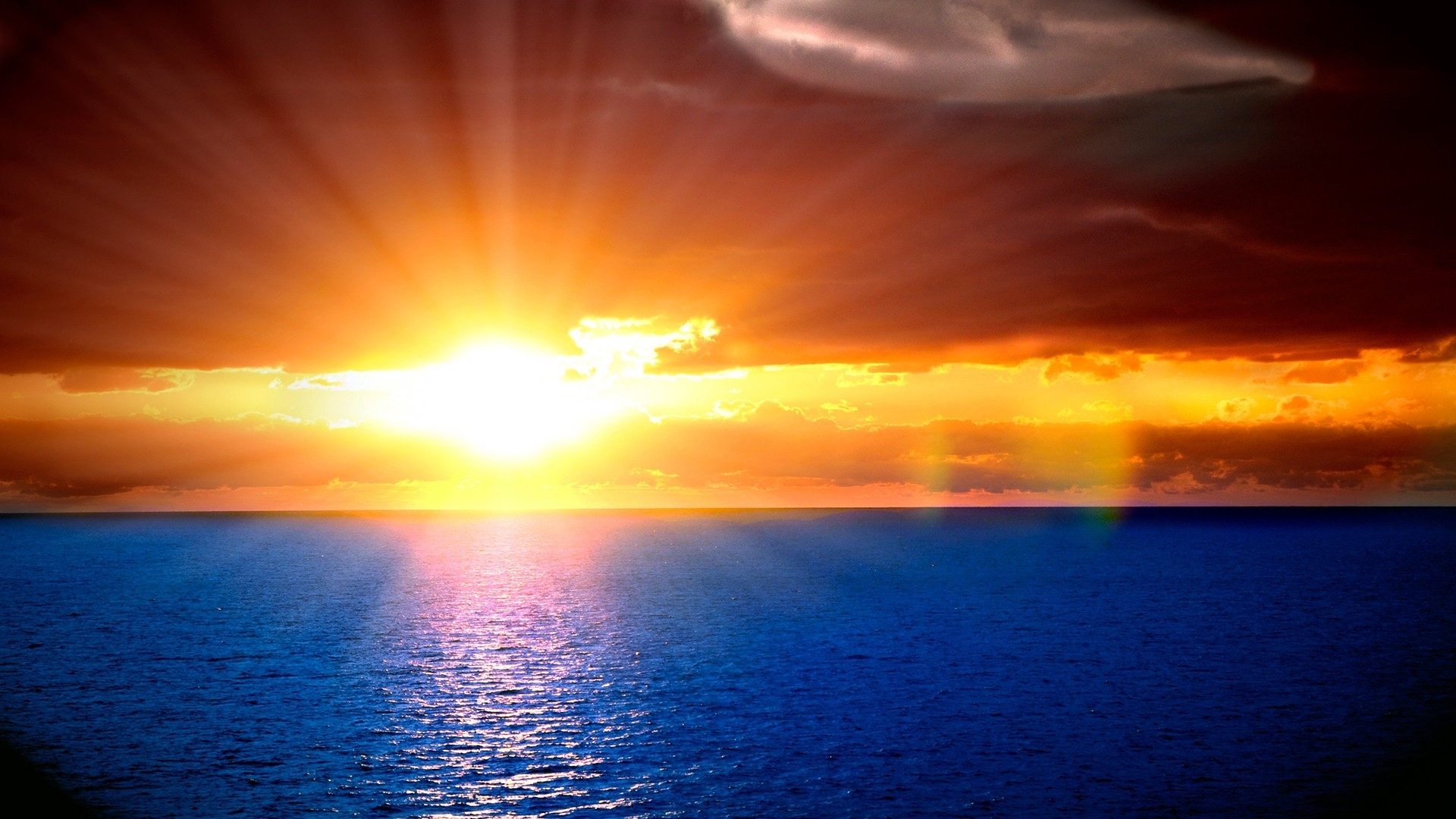 Beautiful Ocean Sunset HD Wallpaper Background Image