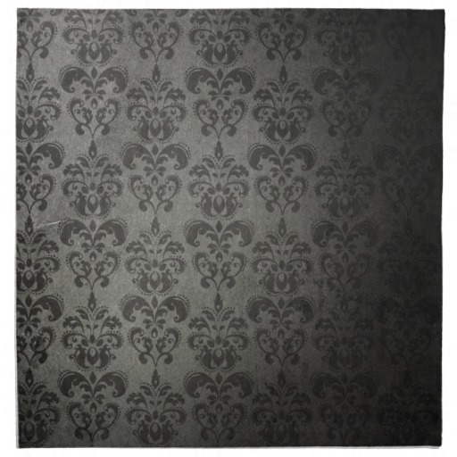 Vintage Black And Grey Damask Wallpaper Printed Napkin