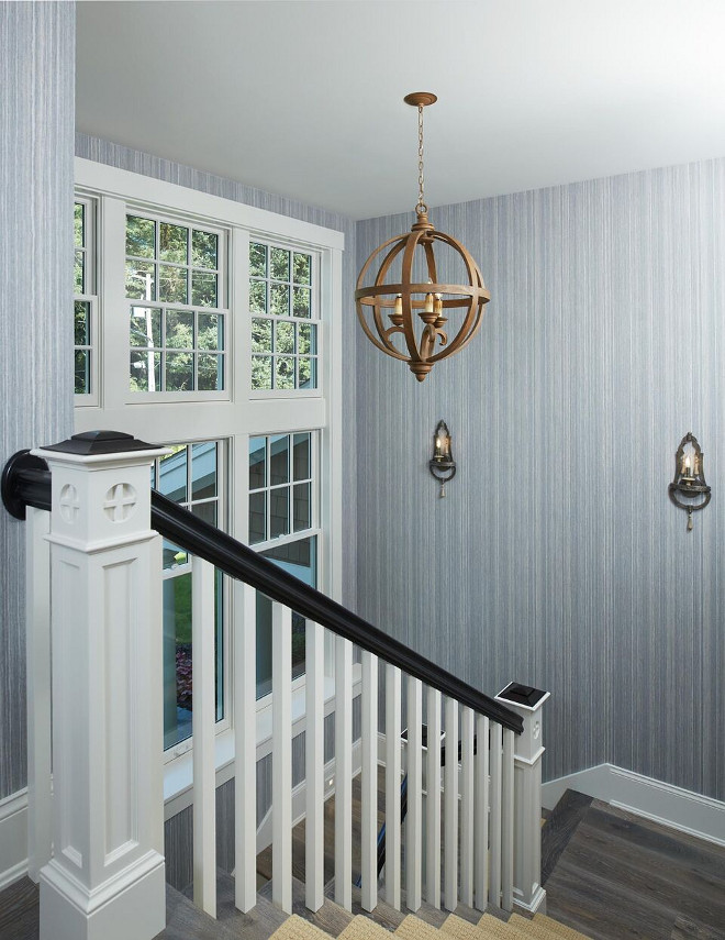 Staircase With Grey Wallpaper Ideas