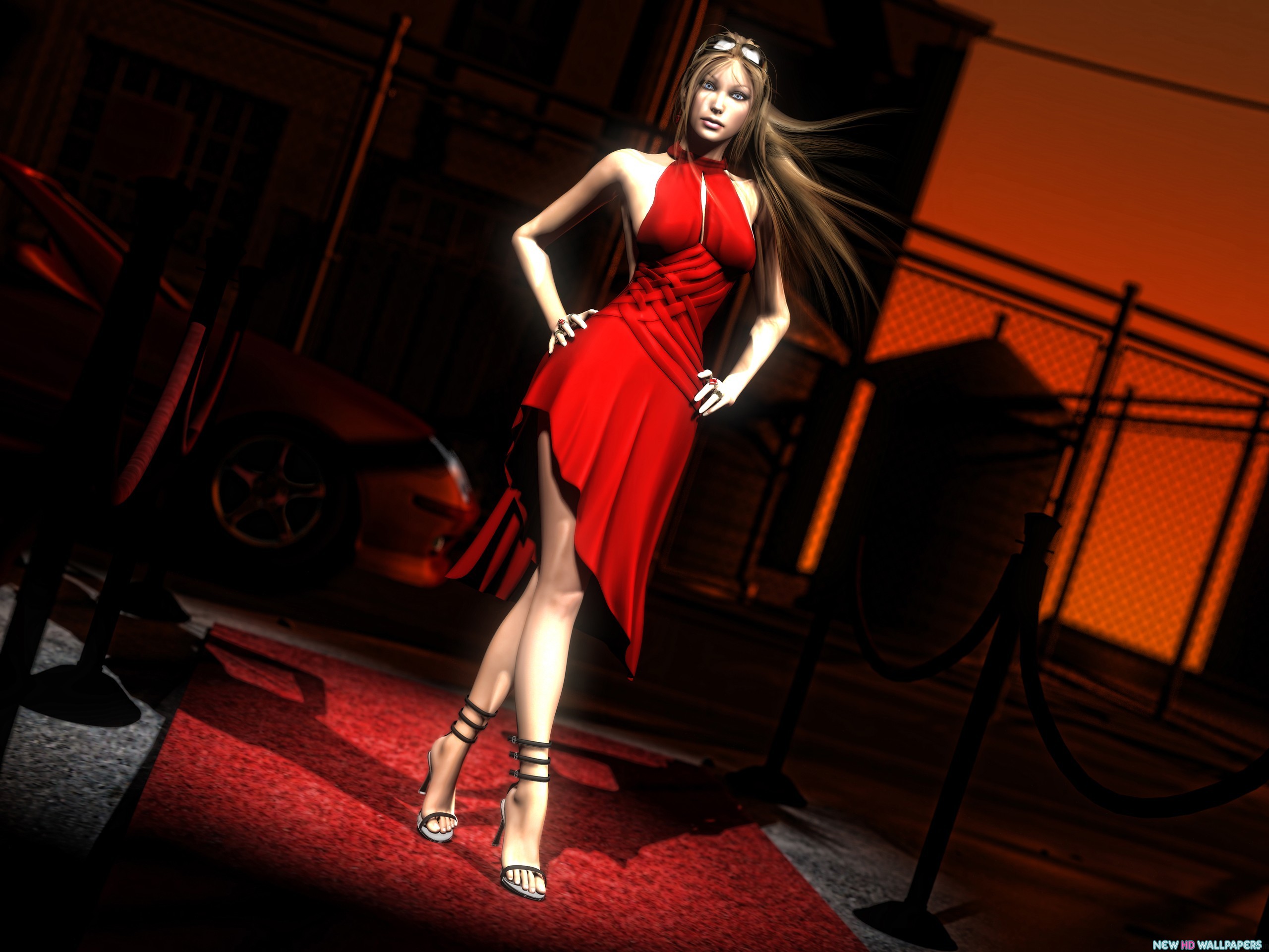 Download Anime Girl Red Dress on Ramp wallpaper in People wallpapers 2560x1920