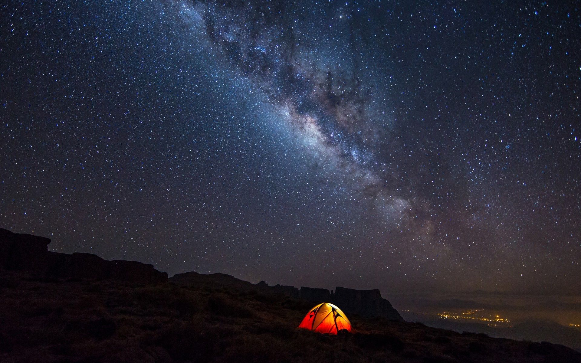 Night Camping Stars Landscape Milky Way Wallpaper HD