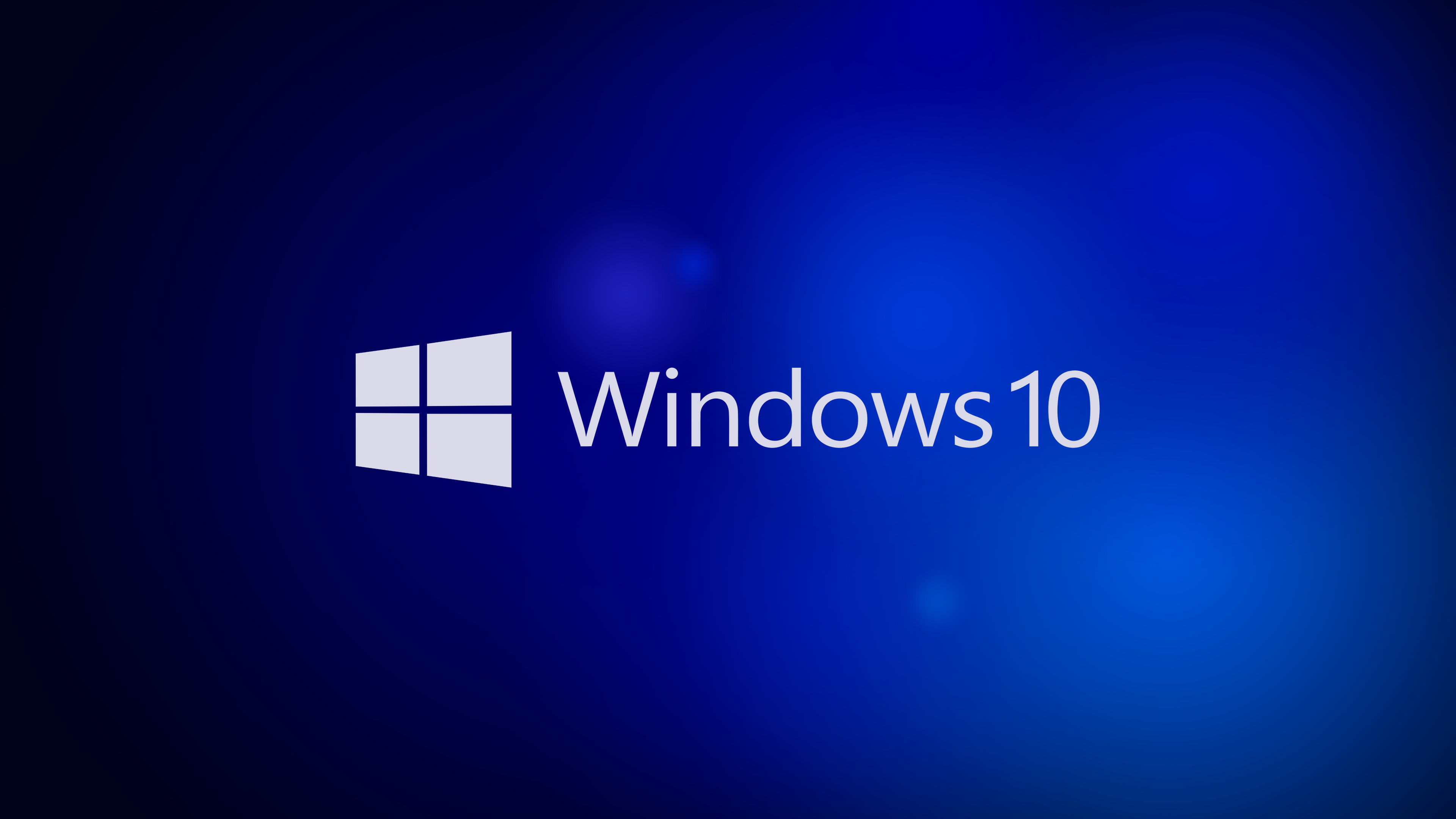 A minimalist 4K wallpaper featuring the Windows 10 logo on a vibrant blue background