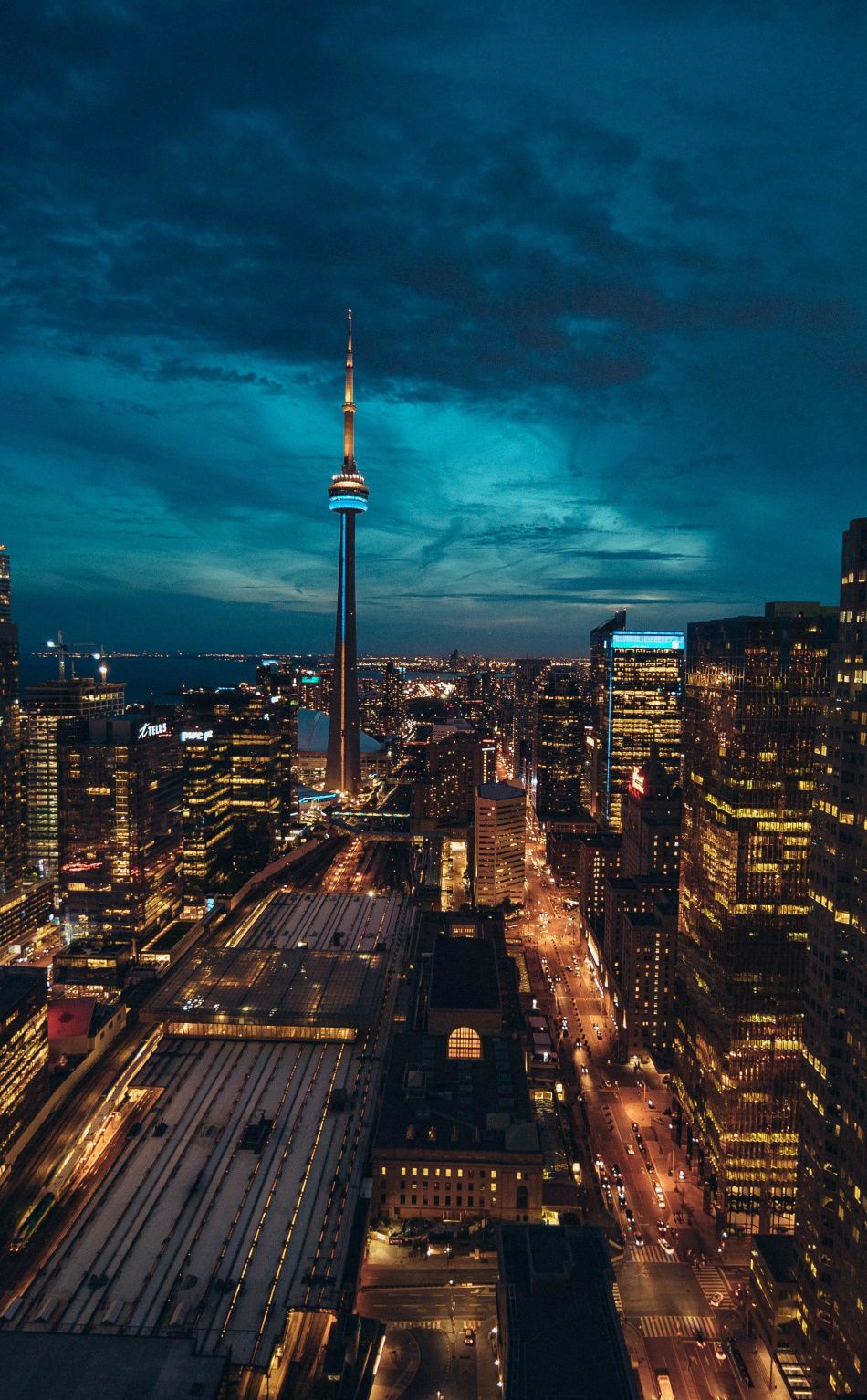 Toronto Cityscape Buildings Night Wallpaper Canada