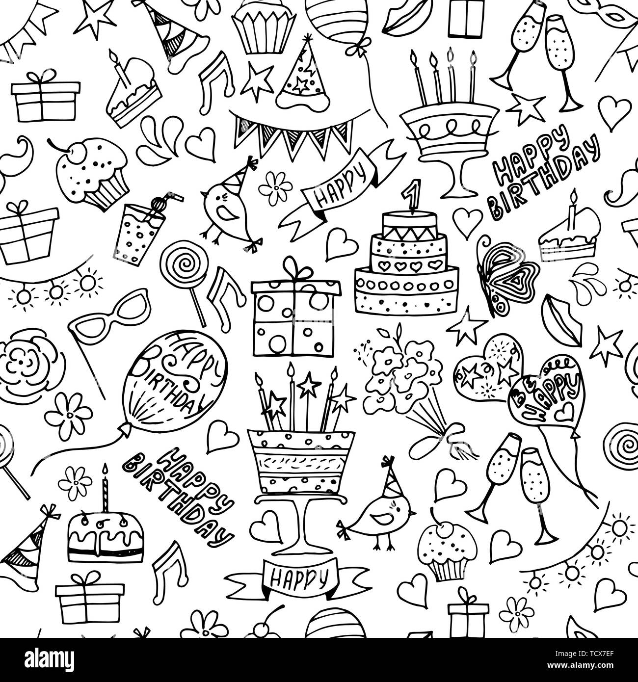 Happy BirtHDay Party Seamless Patterns Vector Illustration Of