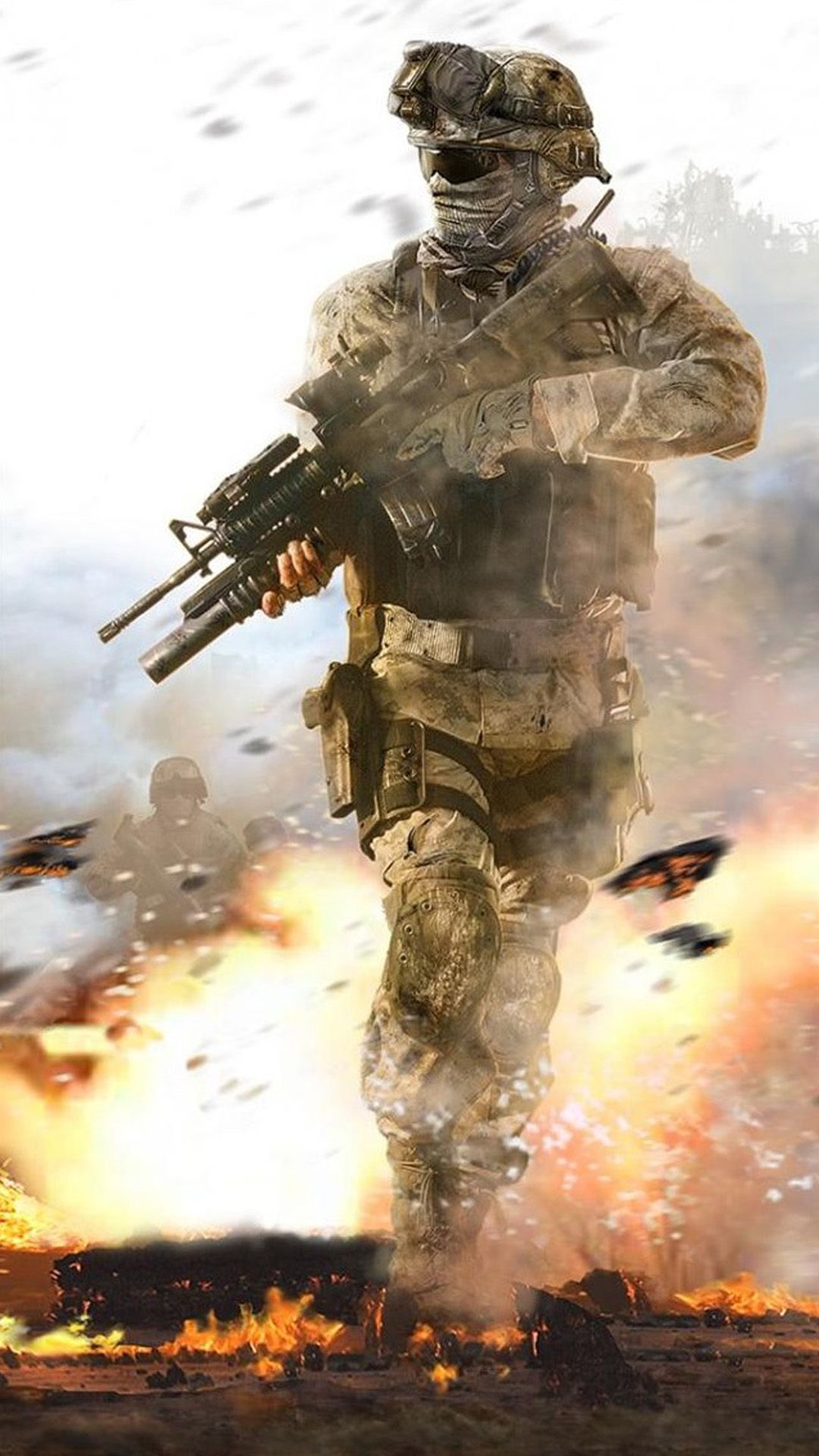 Fighting Soldier In Hail Of Bullets iPhone Plus Wallpaper