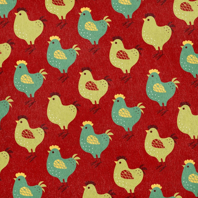 Vintage Cute Vector Red Chicken Wallpaper Pattern From