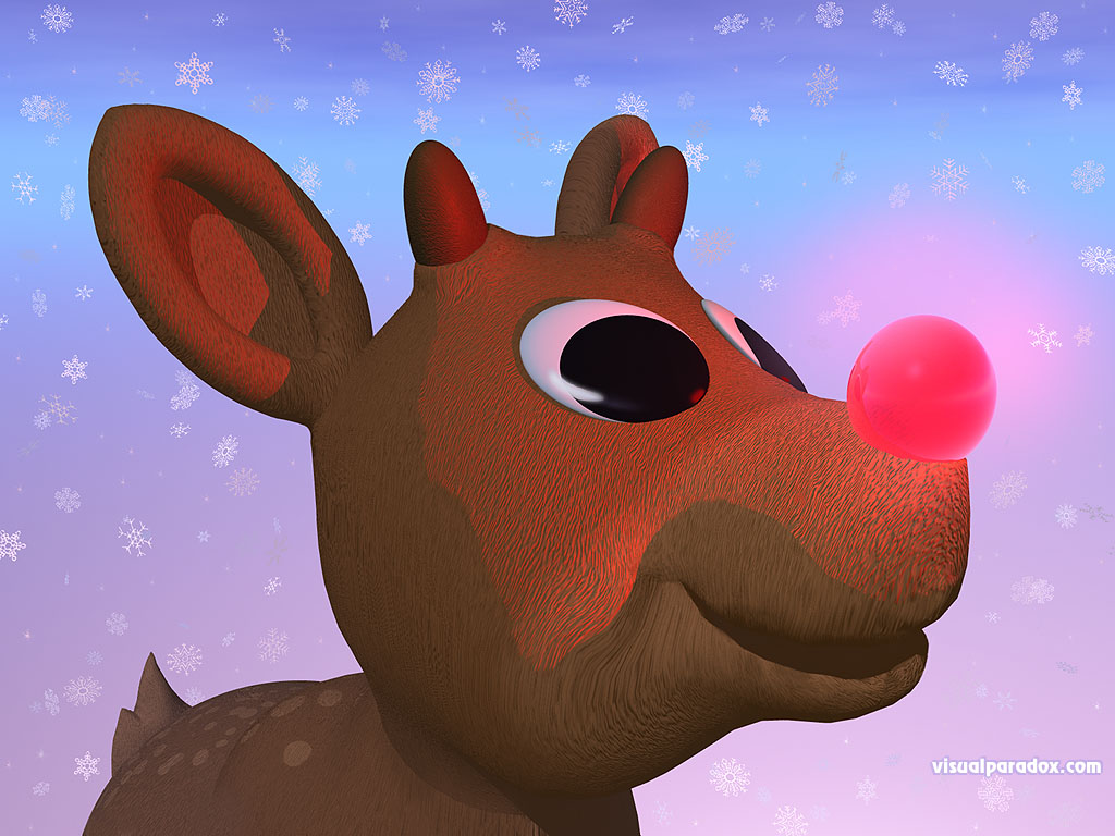 Christmas Xmas Snow Flakes Rudolf Holiday Nose 3d Wallpaper