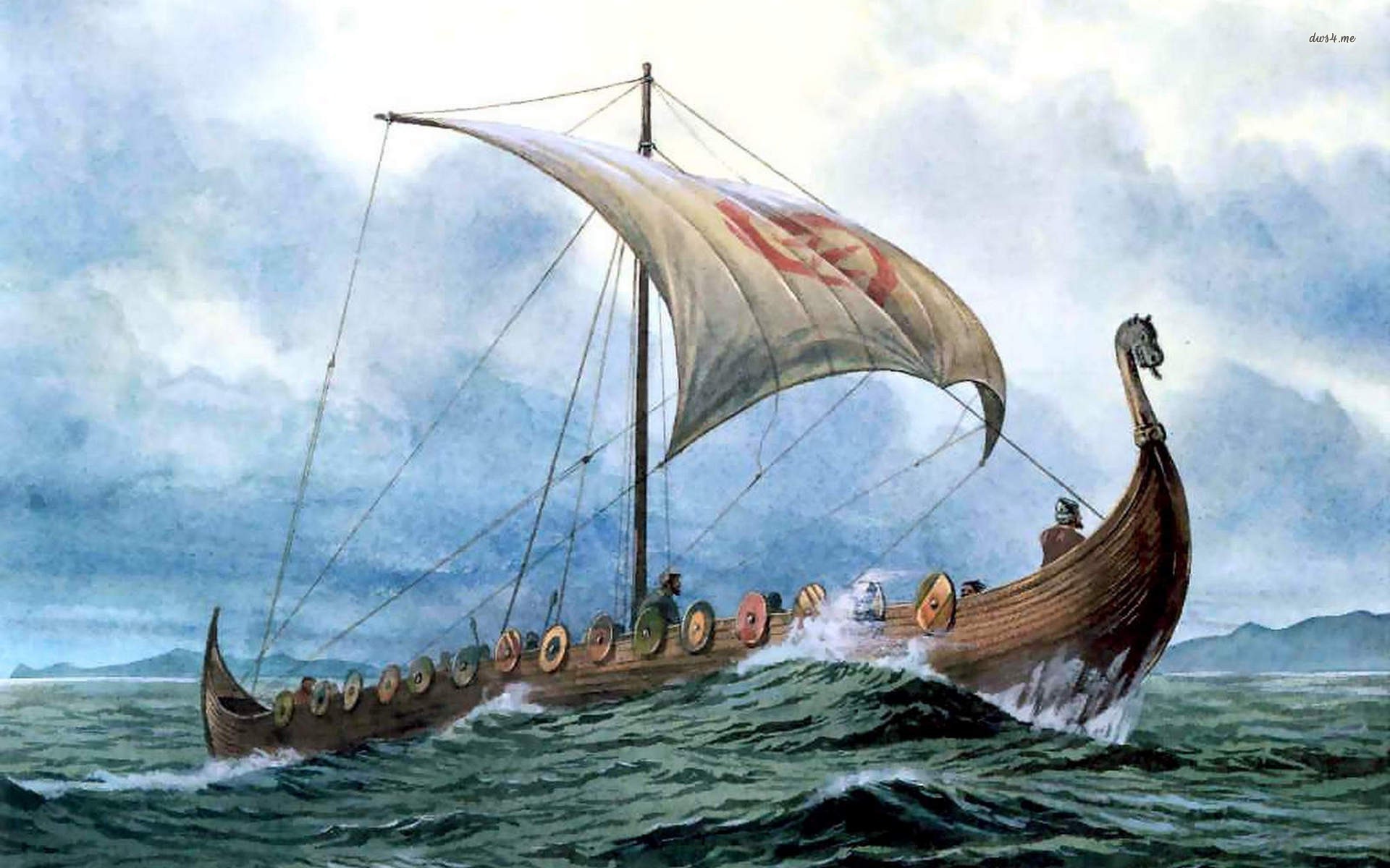 Viking Ship Wallpaper Fantasy