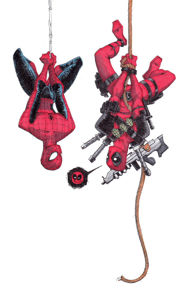 Deadpool And Spiderman By Purplemerkle
