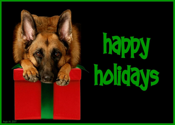 Cute Christmas German Shepherd Puppies Wallpaper