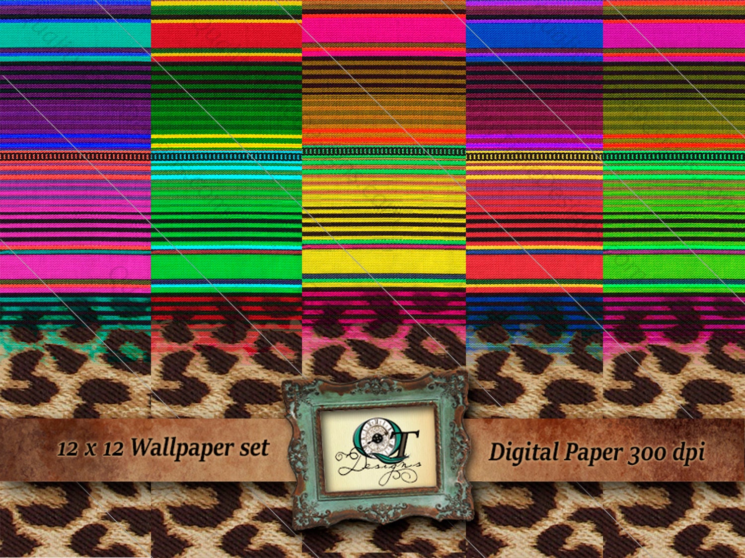 Funky Leopard Serape Digital Wallpaper 12x12 300 dpi Southern