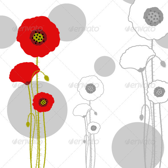 Red Poppy Wallpaper Zip File Contains Fully Editable Eps10 Vector