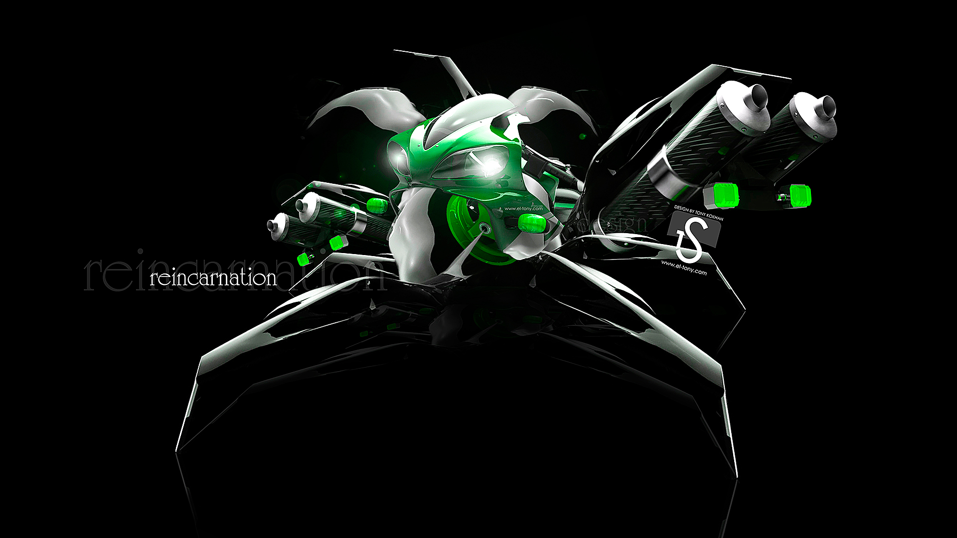 Reincarnation Moto Green Robot Car HD