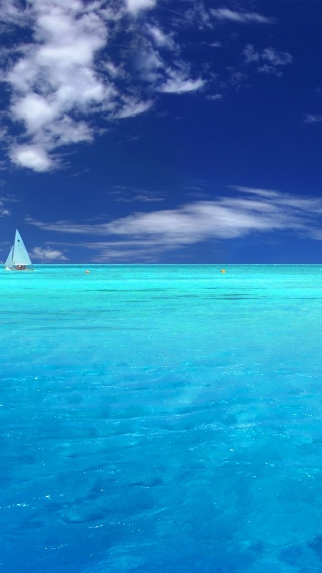 Light Blue Ocean And Sailboat iPhone Wallpaper