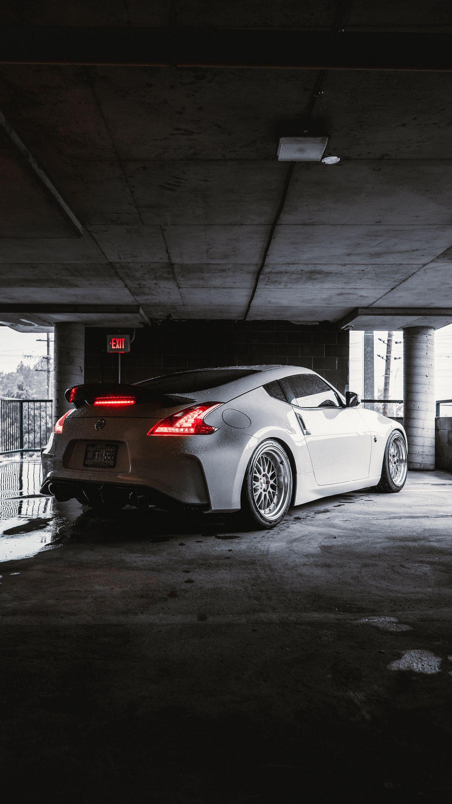 Download wallpaper 2560x1440 nissan 370z, nissan, car, gray, tuning, road  widescreen 16:9 hd background