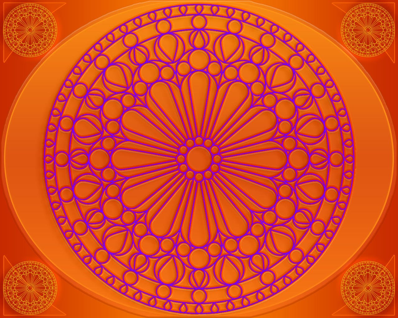 Purple Pattern Circle On Orange Background Wallpaper