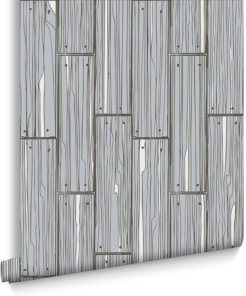 Grayham Brown Patterned Feature Wallpaper Role Planking Blue