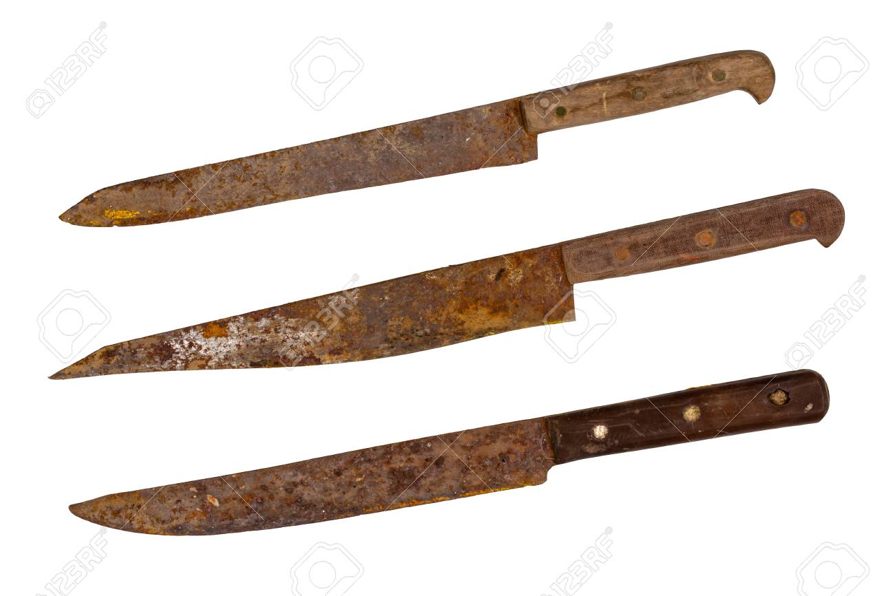 Three Old Rusty Knives Archaeological Finds Ancient Tools