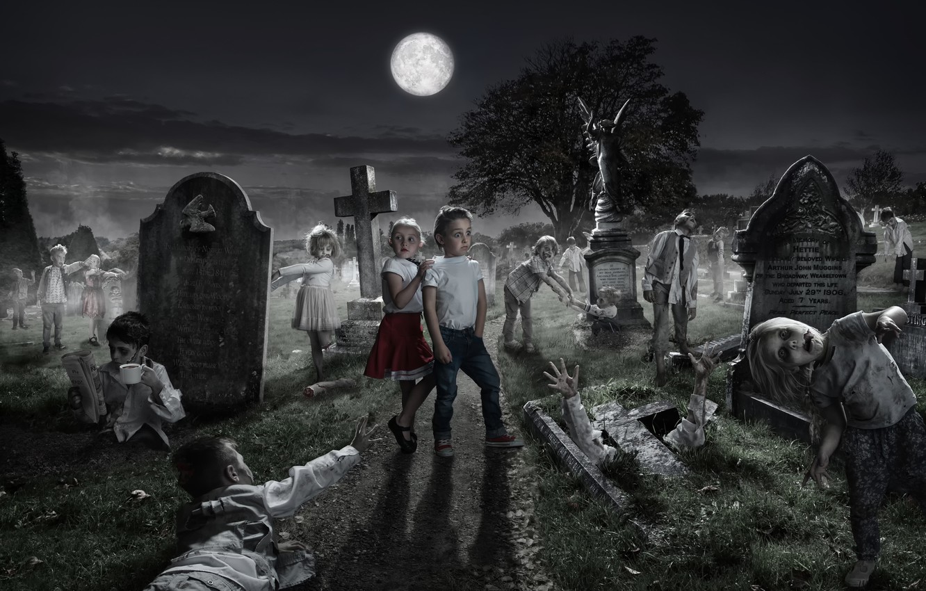 Wallpaper night cemetery Happy Halloween images for desktop