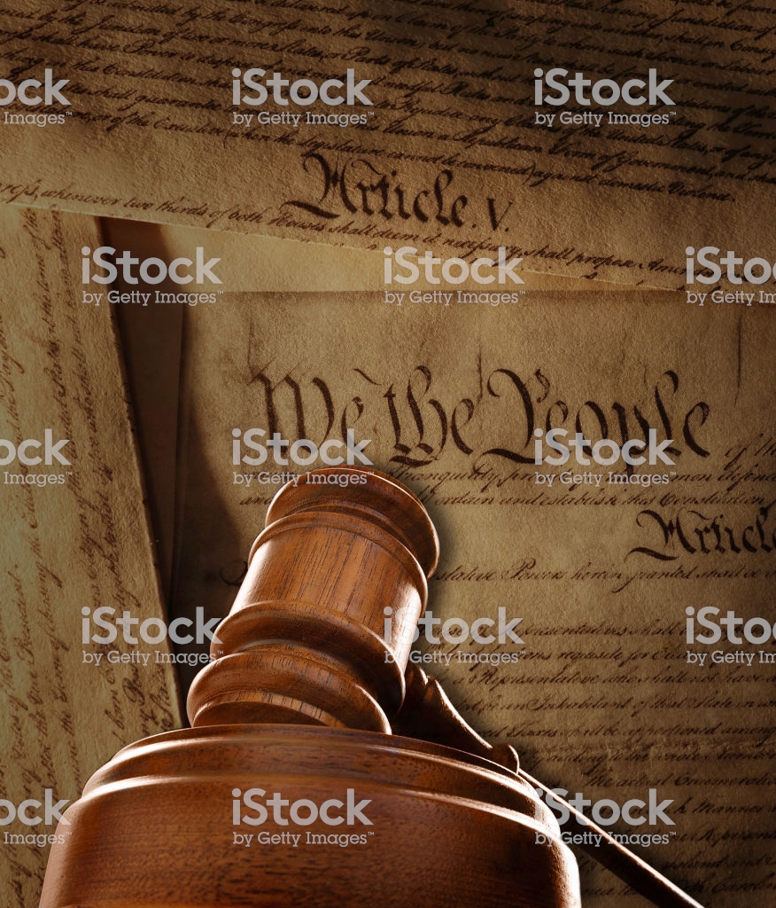 Gavel And Us Constitution Background Stock Photo Image