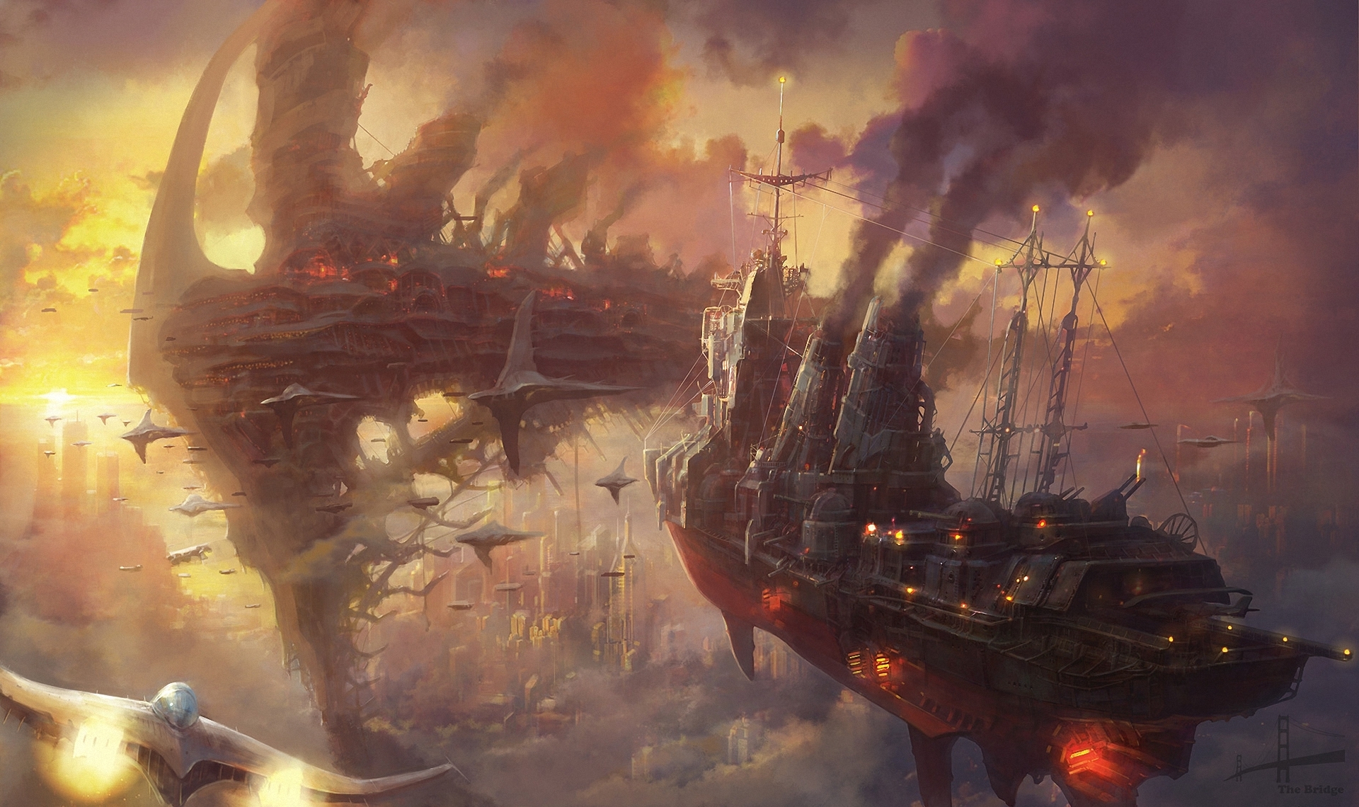 Steampunk Ships Fantasy Sci Fi Wallpaper Background