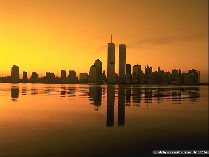 Twin Towers New York At Dusk And