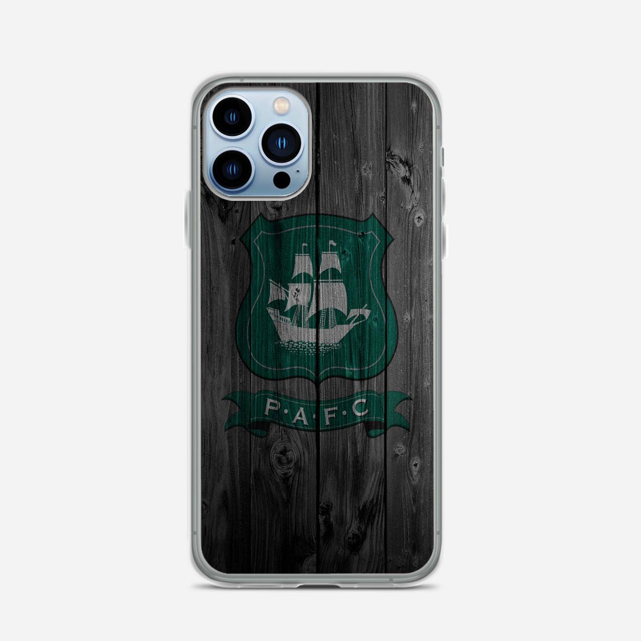PAFC Plymouth Argyle FC Soccer Logo Dark Wood Wallpaper iPhone 13