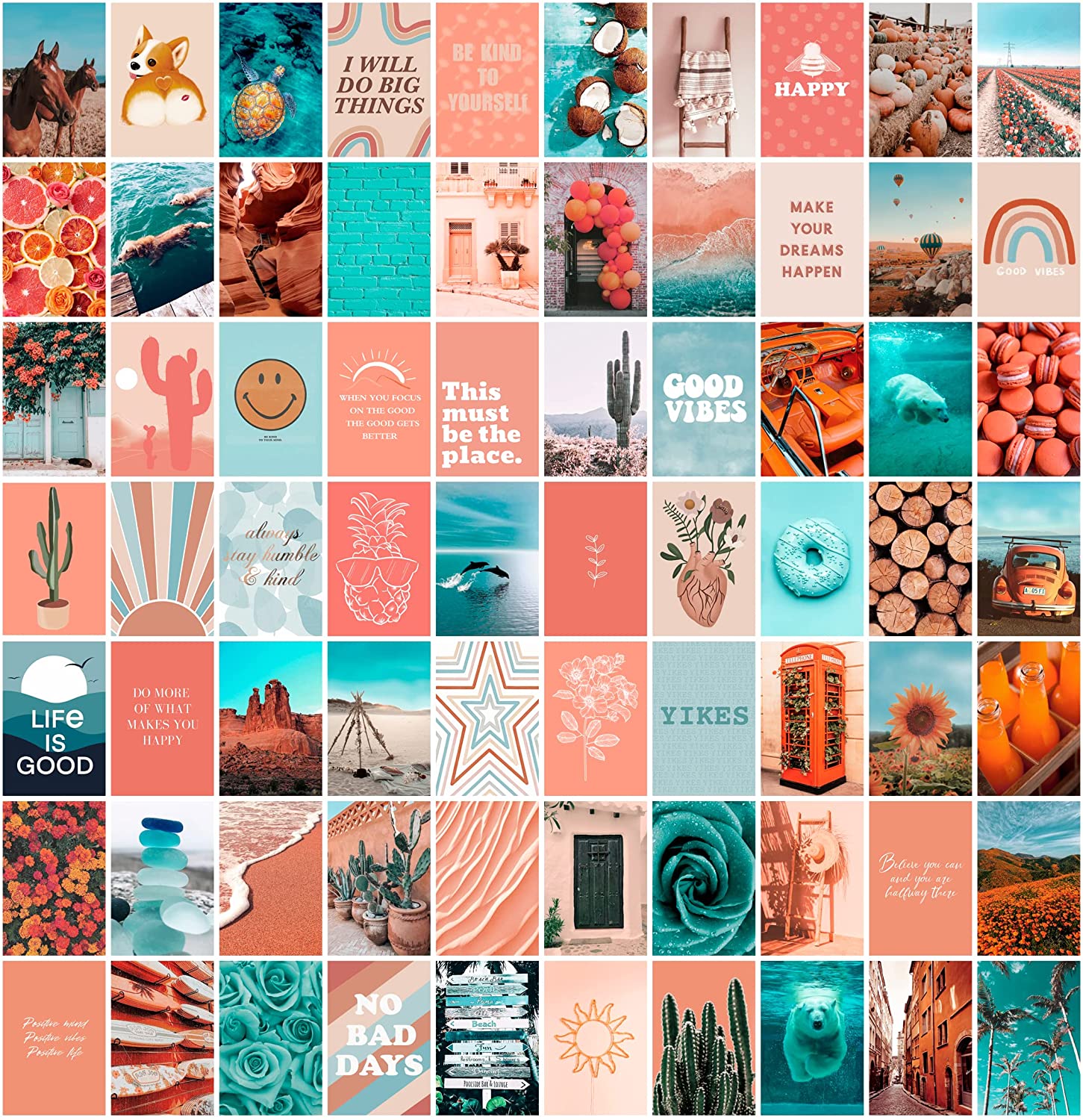Amazon Anerza Pcs Peach Teal Wall Collage Kit Aesthetic