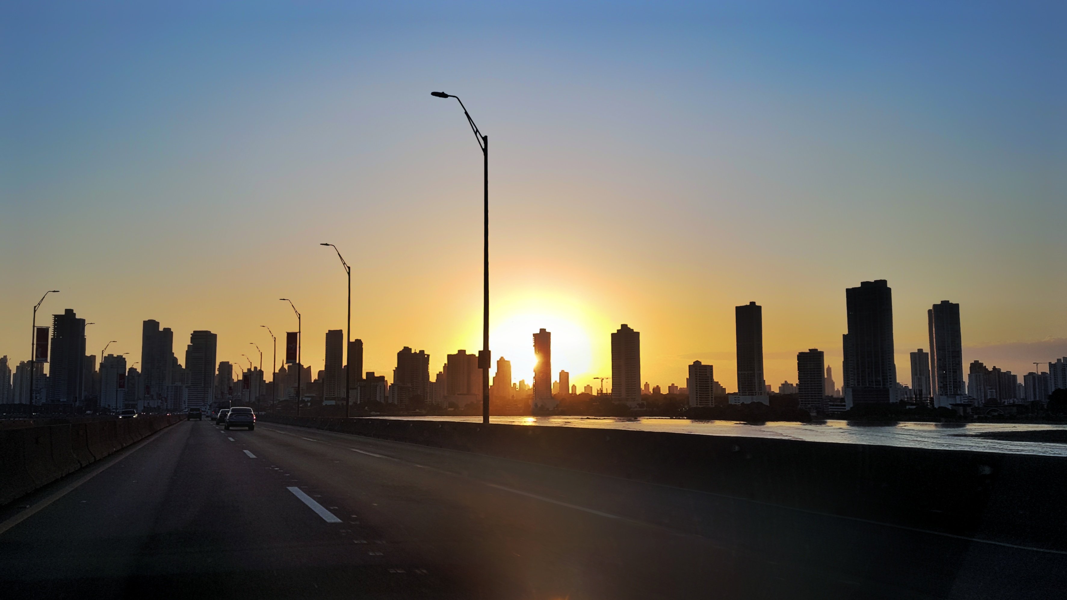 Driving Into Panama City At Sunset HD Wallpaper