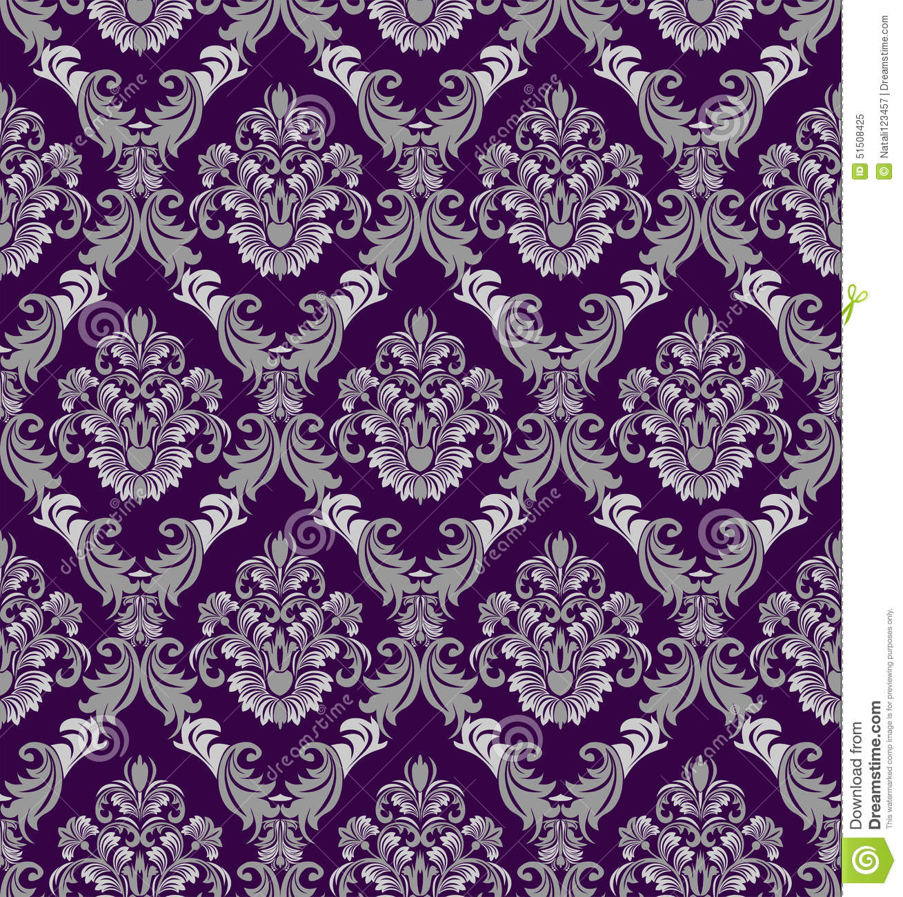 Seamless Damask Wallpaper In Victorian Style For Design